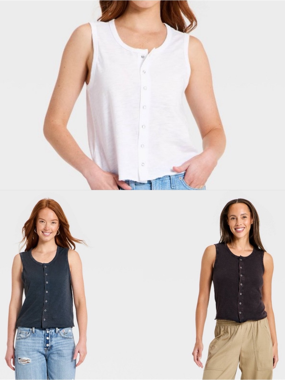 Universal Thread Boyfriend Button Down Tank Top Set of 3 Size XS